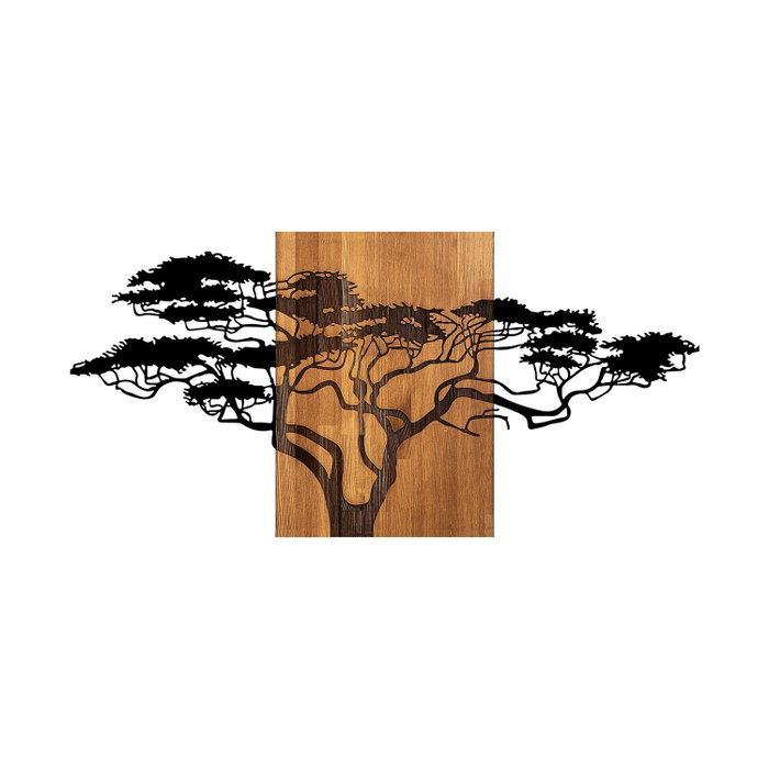 Wallity Acacia Tree - 329 Escultura de Pared de Madera y Metal en Negro y Nogal